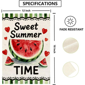 Thriano Watermelon garden flag on patio, welcoming outdoor decor
