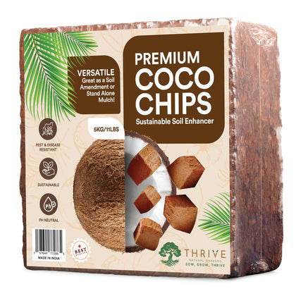 Thrive Natural Gardens Coco Coir Chips brick expands to 50L for versatile planting