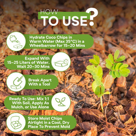 Thrive Natural Gardens Coco Coir Chips mulch for weed suppression and insulation
