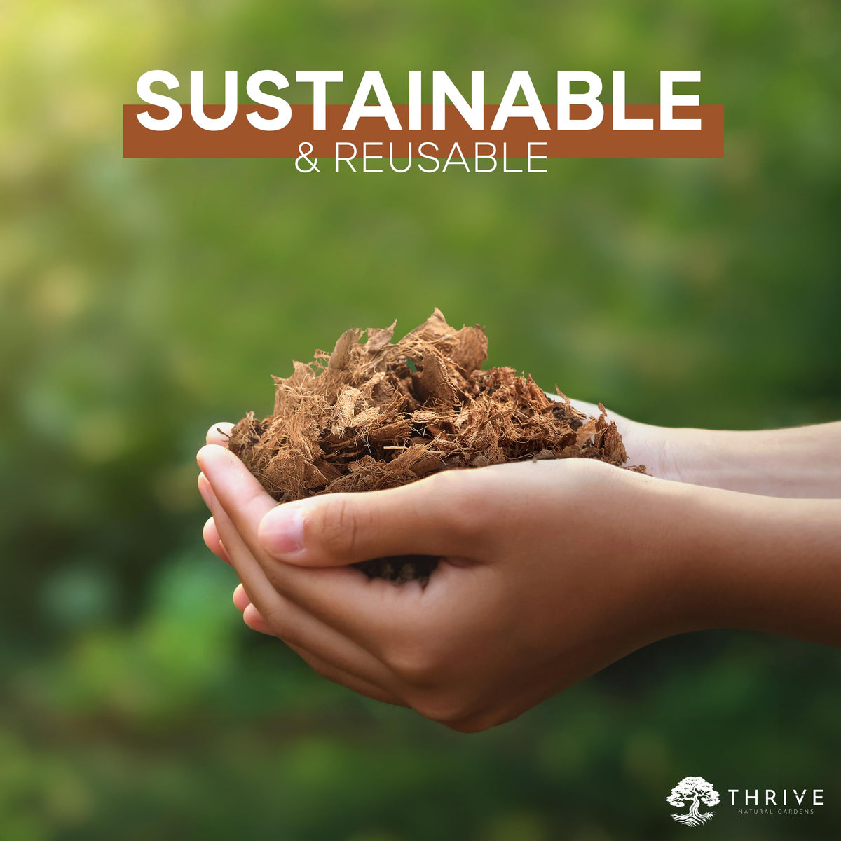 Thrive Natural Gardens Coco Coir Chips used in soil mixes for moisture balance