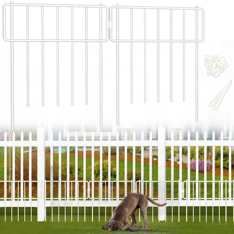 Thrivinest animal barrier fence panel white, rustproof for durable outdoor pet protection.