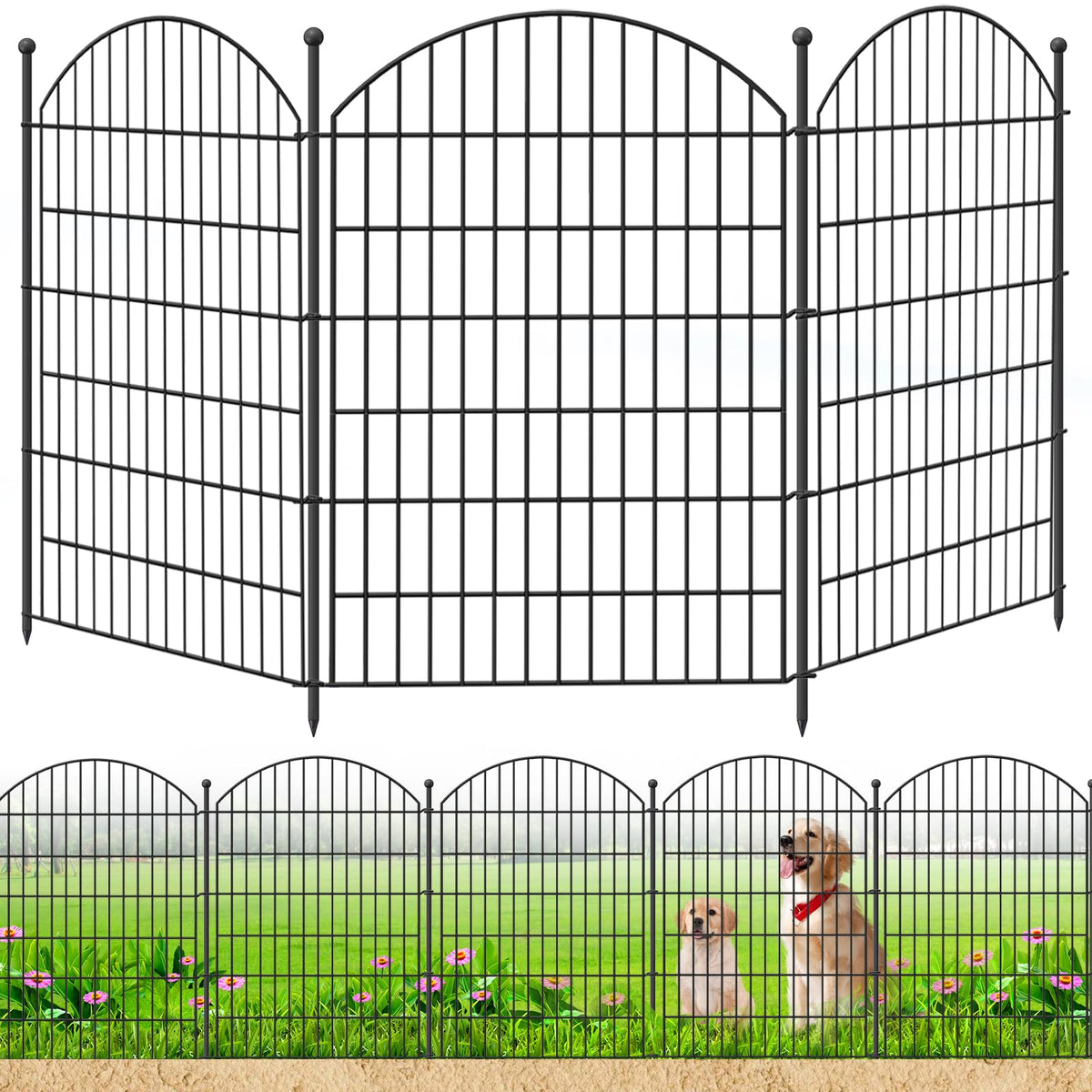 Thrivinest decorative garden fence with 40in arch adds curb appeal and defines beds