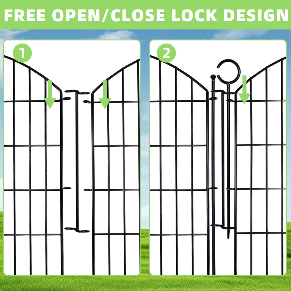 Thrivinest garden border fence lock gate enables a secure, movable access point.