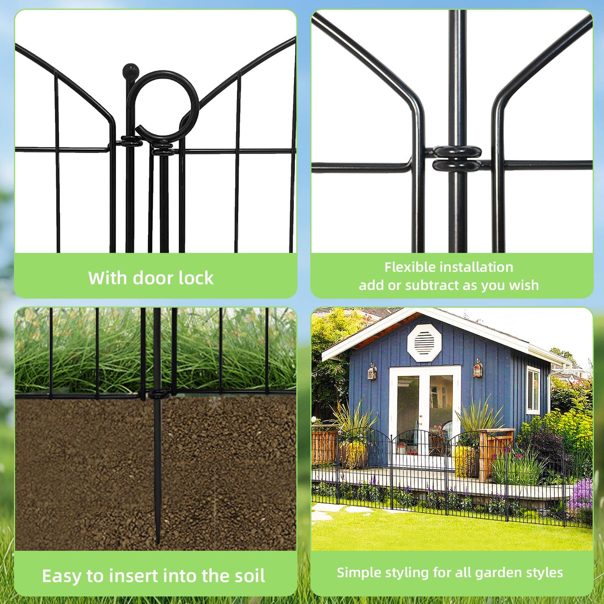 Thrivinest rustproof coating on fence ensures durable outdoor use.