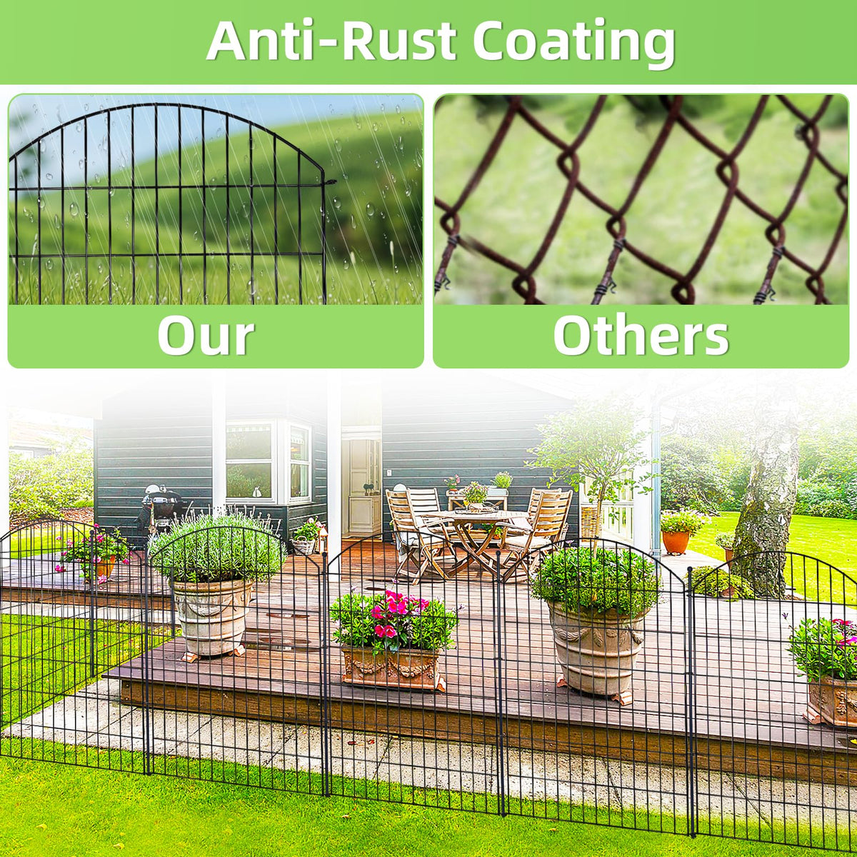 Thrivinest rustproof durable garden fence withstands sun and rain