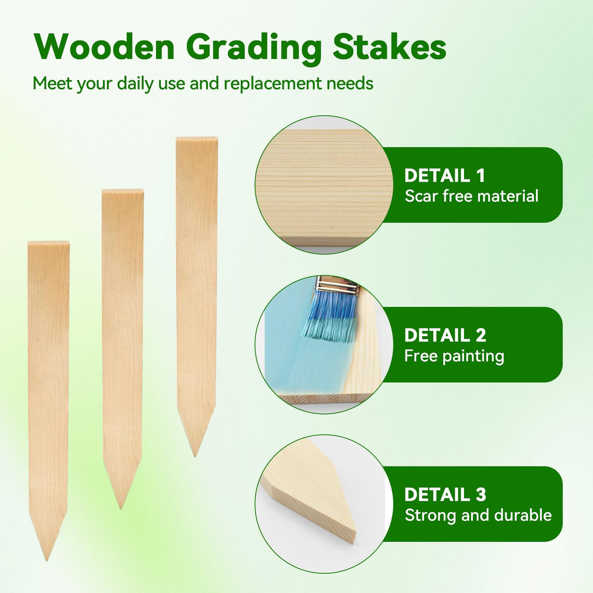 Thrseely smooth pointed tips ease insertion into dense soil without damage
