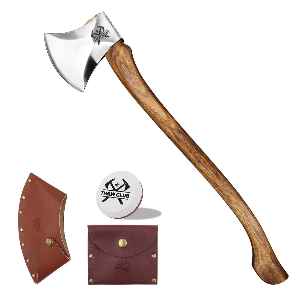 THRWCLUB 32.6-inch wood splitting axe with hickory handle for durable outdoor tasks.