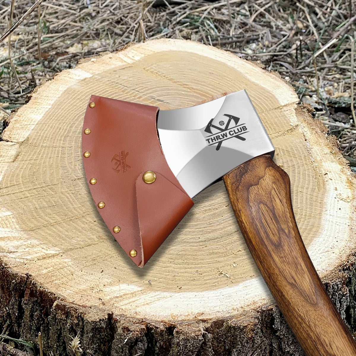 THRWCLUB polished axe surface reduces rust and cutting friction.
