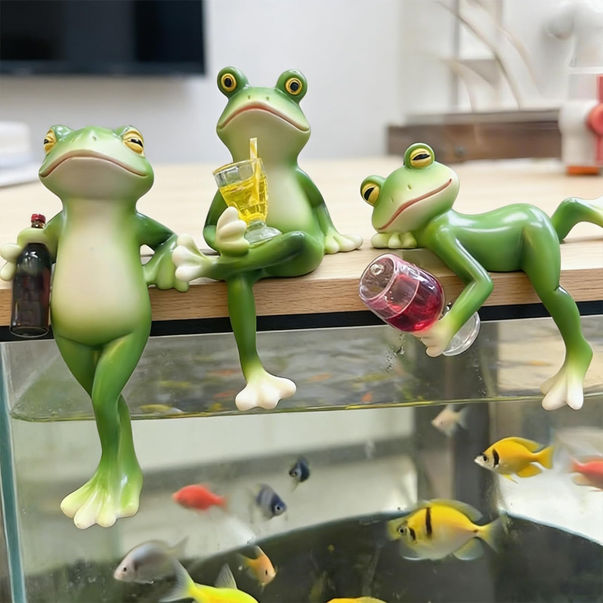 Thryonaxus Sherum Trio handcrafted resin frogs with textured finish.