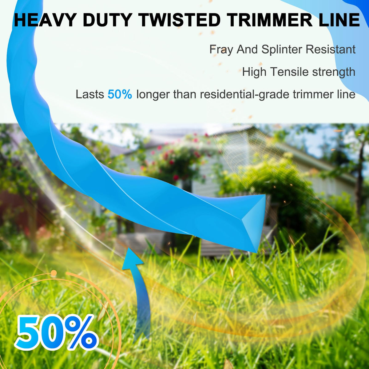 THTEN easy installation pre-cut trimmer line saves setup time.
