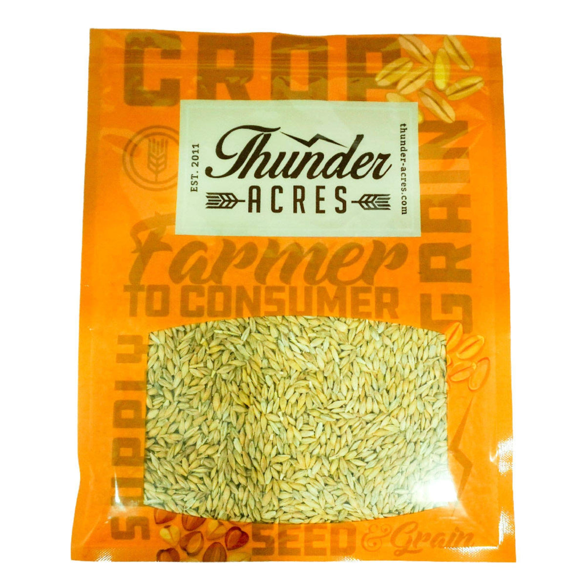 Thunder Acres Barley Seed sits ready in a garden bed for seasonal sowing.