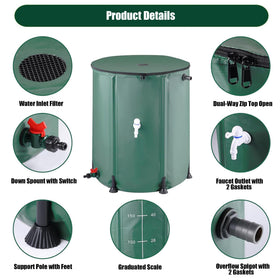 THUNDERBAY rain barrel with filter spigot for easy dispensing.