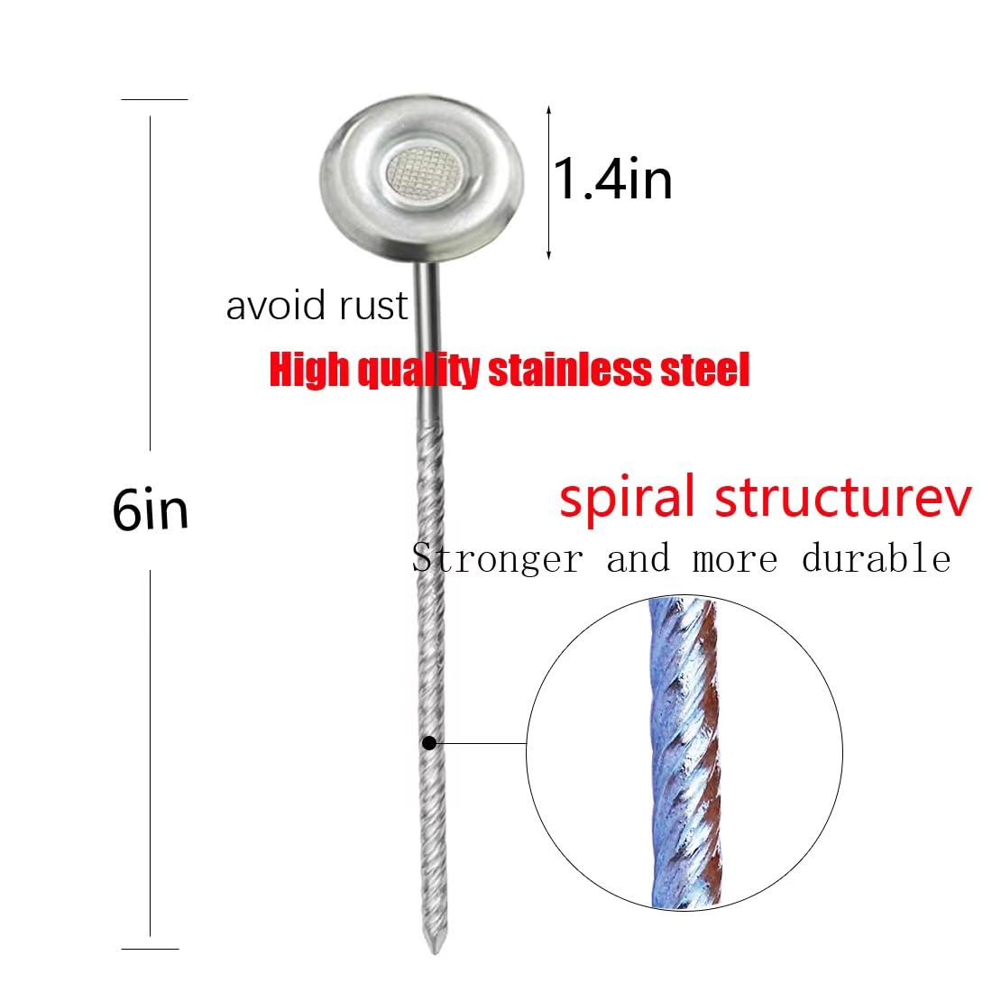 Thunia stainless steel RV carpet stakes with washers stabilize tents and mats.