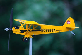 Thyggzjbs Piper J3 Cub weathervane front view adds kinetic garden charm