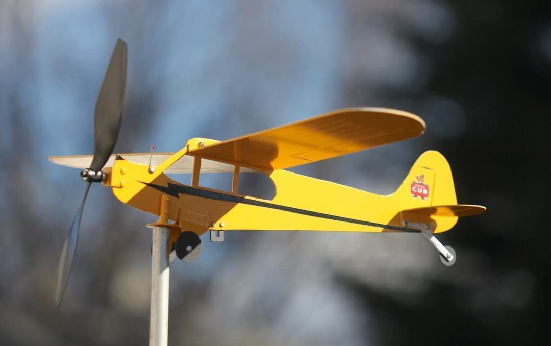 Thyggzjbs Piper J3 Cub mounted on fence demonstrates easy outdoor installation