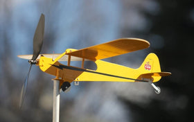 Thyggzjbs Piper J3 Cub mounted on fence demonstrates easy outdoor installation