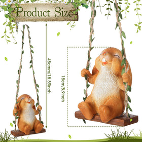 Thyle 19-inch bunny statue on a vine swing adds whimsical yard decor.