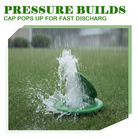 Thyle low-profile ground drain cover sits flush with grass and concrete.