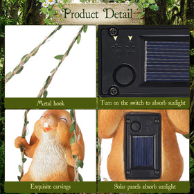 Resin bunny figure with weatherproof finish withstands sun and rain.
