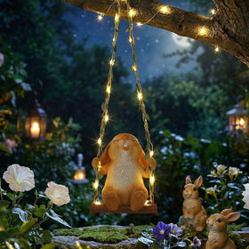 Solar-powered LED light creates cozy glow when darkness falls.