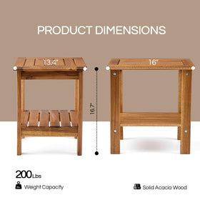 THYOI acacia wood patio end table with slatted top for drainage