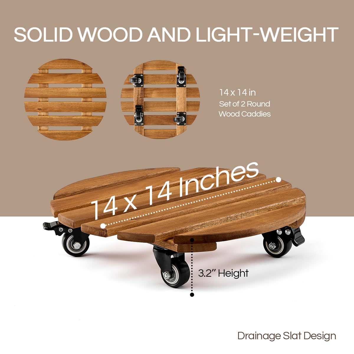 THYOI rolling plant mover two pack shown with large pots for mobility
