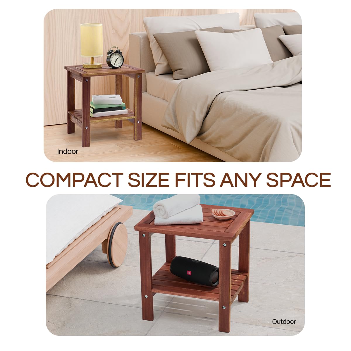 THYOI warm dark brown finish highlights natural wood grain.