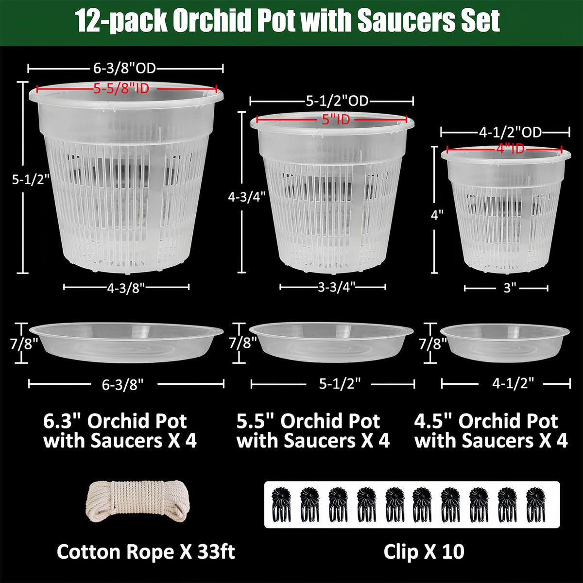 Tialero 5.5in orchid pot with saucer for neat, stable repotting