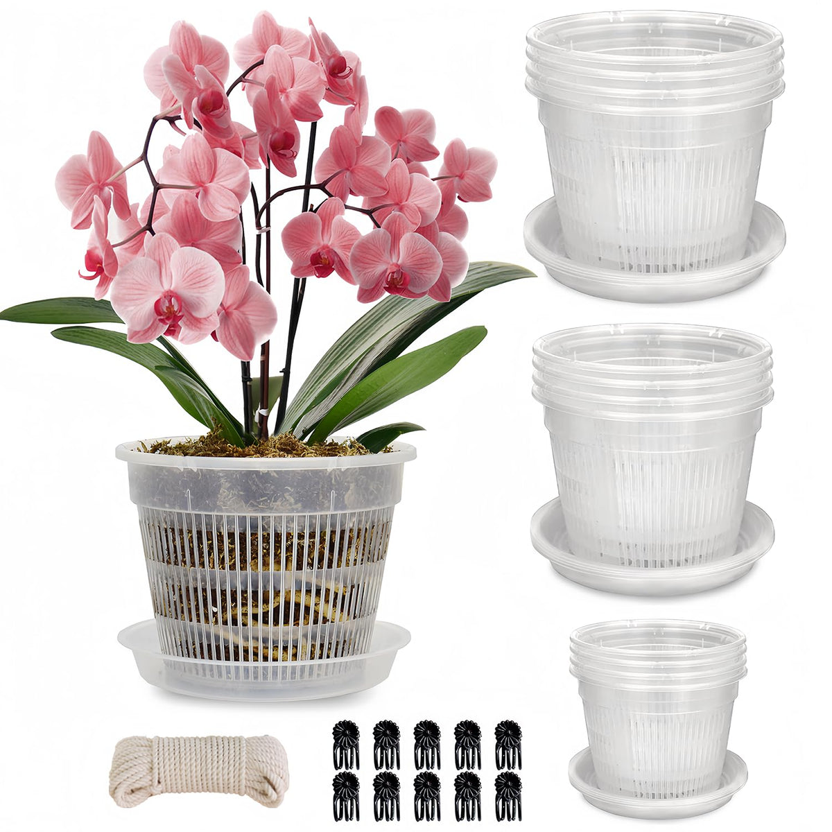 Tialero 6.3in orchid pot with saucer for easy root viewing and controlled drainage