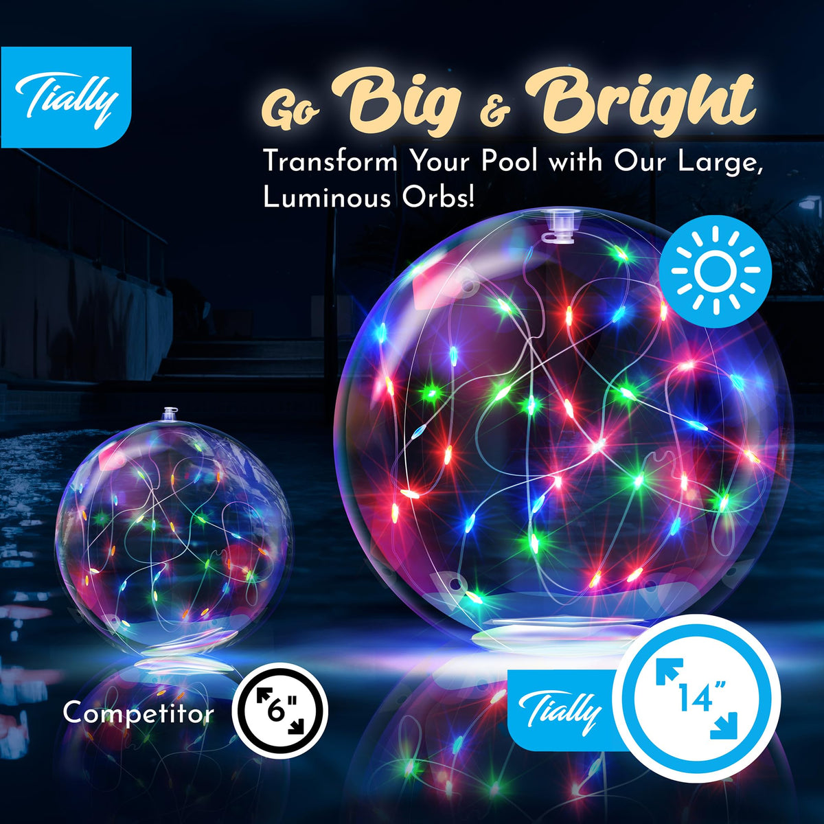 TIALLY Fairy Solar Floating Pool Light ideal for outdoor party decor