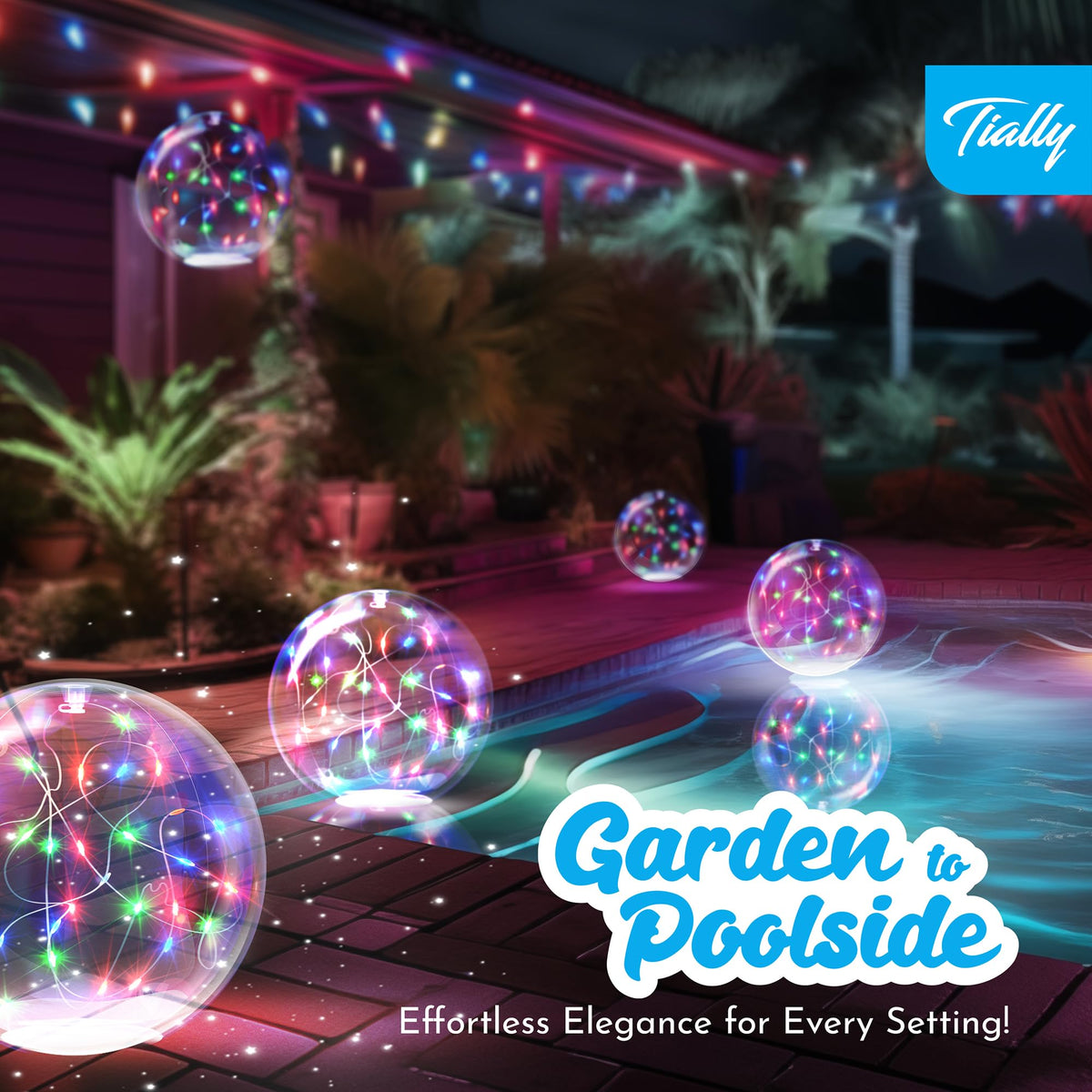 TIALLY Fairy Solar Floating Pool Light waterproof design shines in any weather