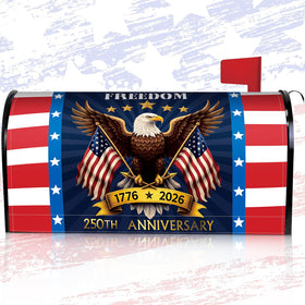Tiamon 250th Anniversary mailbox cover with eagle design enhances curb appeal outdoors.