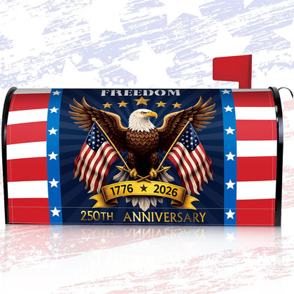 Tiamon 250th Anniversary mailbox cover with eagle design enhances curb appeal outdoors.