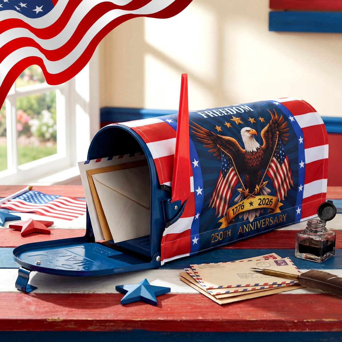 Tiamon patriotic garden decor mailbox cover adds festive outdoor charm.