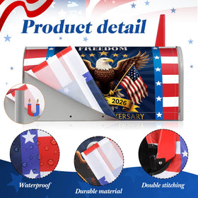 Tiamon US flag eagle design mailbox cover secures with magnets for stable decor.