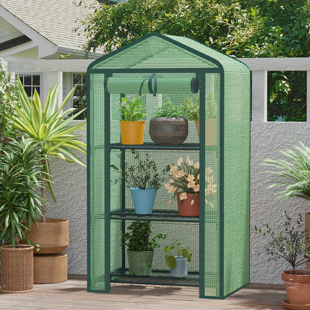 Adjustable shelves to customize plant height and spacing needs.