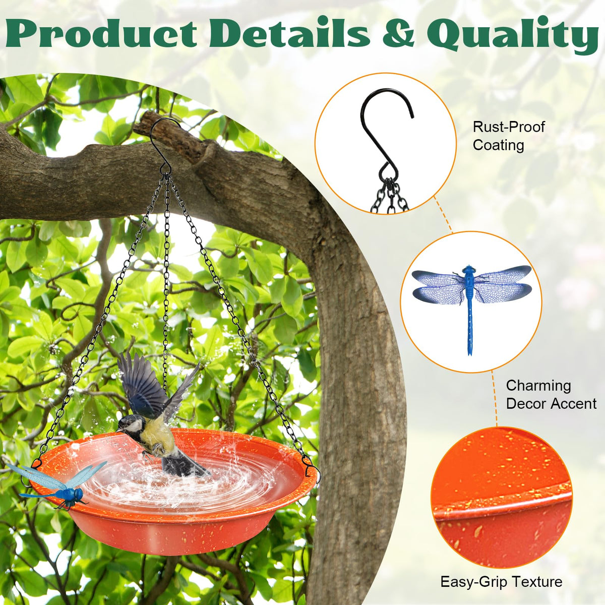 TIANCENTRAL H multi-use feeder or bath supports year-round bird visits
