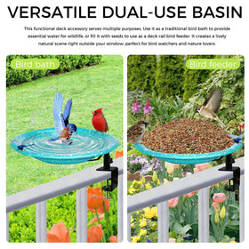 TIANCENTRAL H sky-blue speckled bowl attracts cardinals and hummingbirds to your patio.