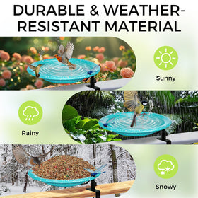 TIANCENTRAL H weather-resistant metal bowl resists fading and cracking in sun or rain.