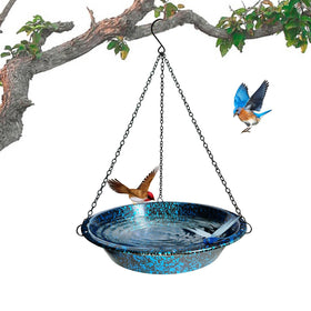 TIANCENTRAL H hanging bird bath with 11.4-inch bowl provides a steady water source outdoors.