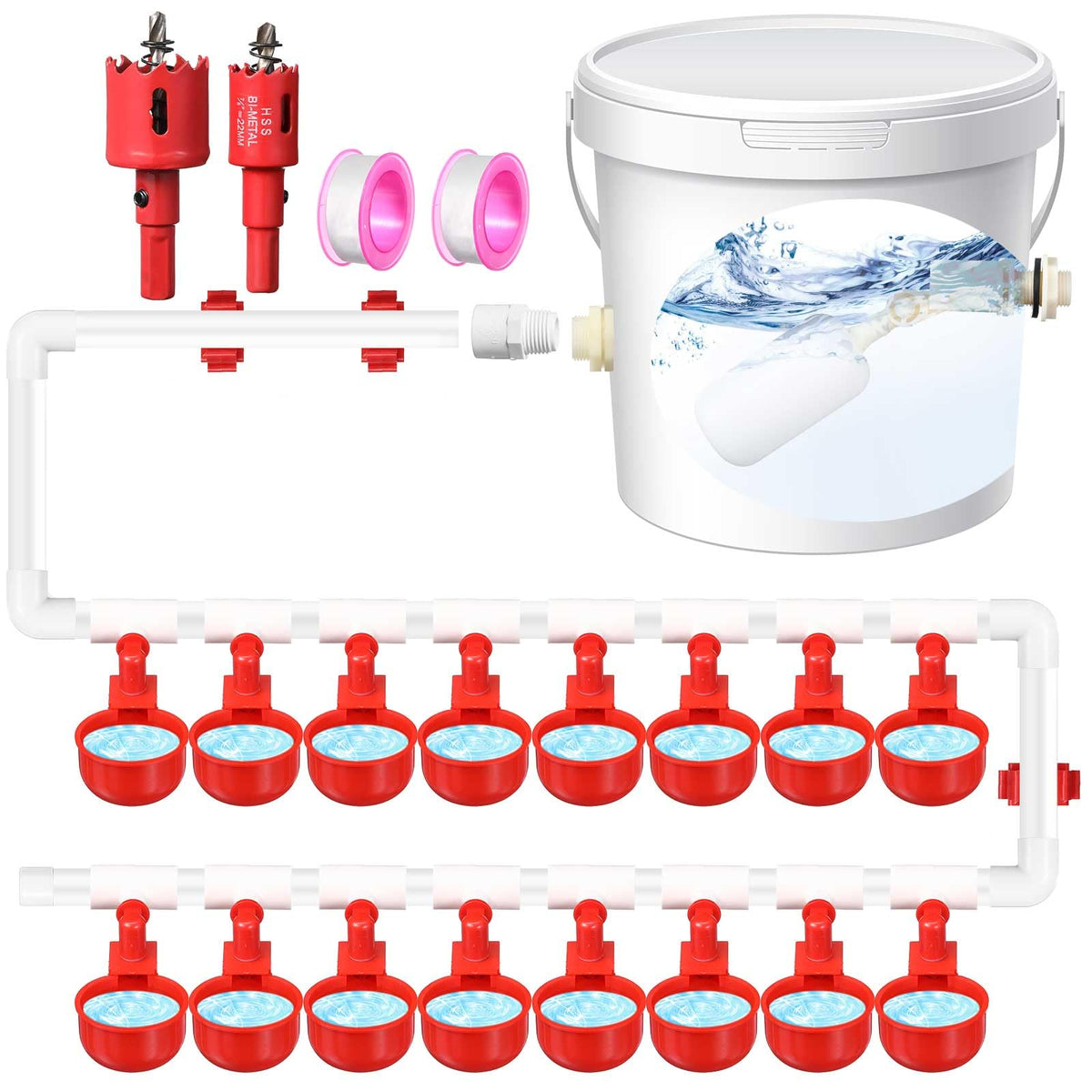 Tiangrid complete kit waterer cups for easy automatic poultry hydration.
