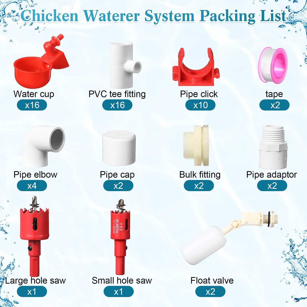 Tiangrid tee fittings assembly shown for a reliable coop water network.