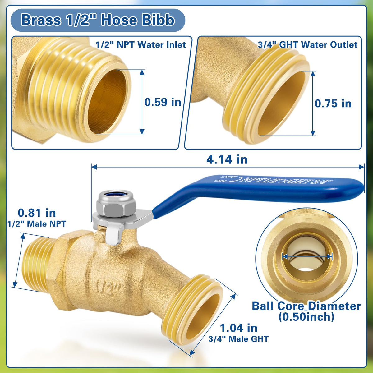 TiantianUp extended-handle hose bib reduces hand fatigue during watering.