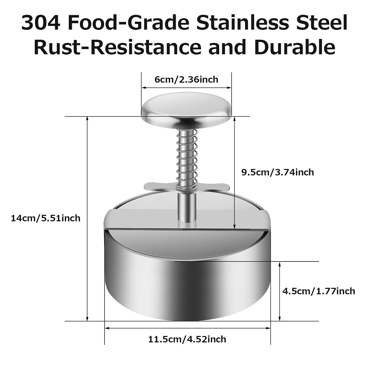 TIANTOU burger press adjustable dial shows 10 patty thickness settings for customization.