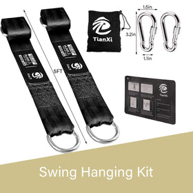 TianXi 5ft straps and stainless carabiners for safe backyard swinging.