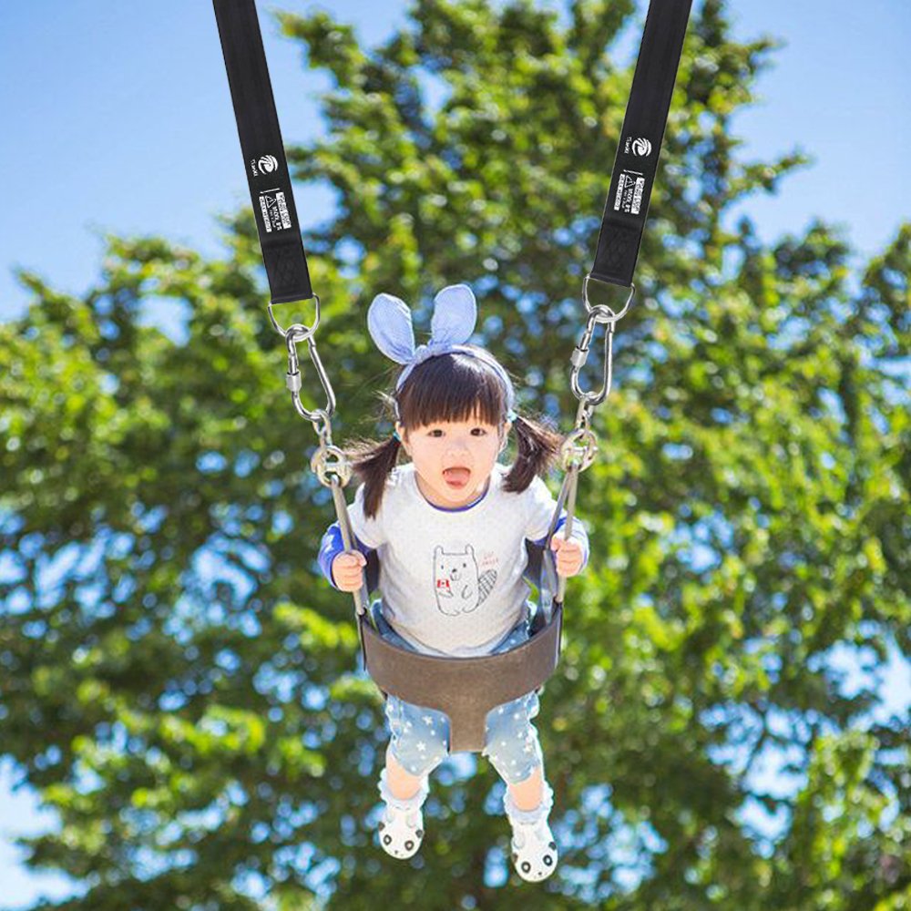 TianXi carabiners attached to a swing seat for secure connection.