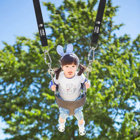 TianXi carabiners attached to a swing seat for secure connection.