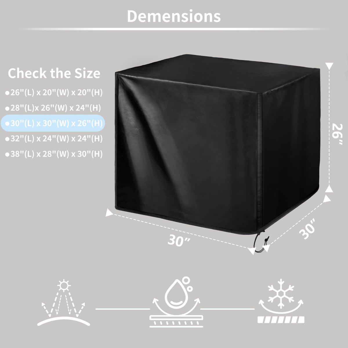 TIAOFY generator cover detail highlights reinforced stitching for long-lasting outdoor use.