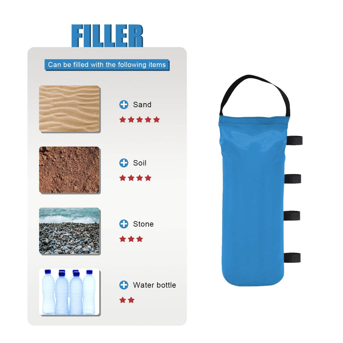 TIAOFY canopy weights blue dimensions accommodate sand or stone filling