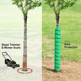 tiaotyu spiral tree trunk protector size comparison shows 1.6 and 2 inch options
